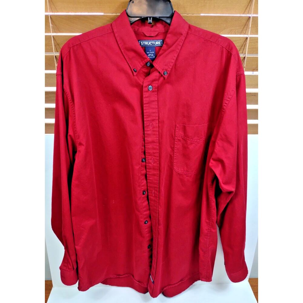 Structure Mens Vintage Long Sleeve Button Down Dress Shirt Sz L 100% Cotton UEC
